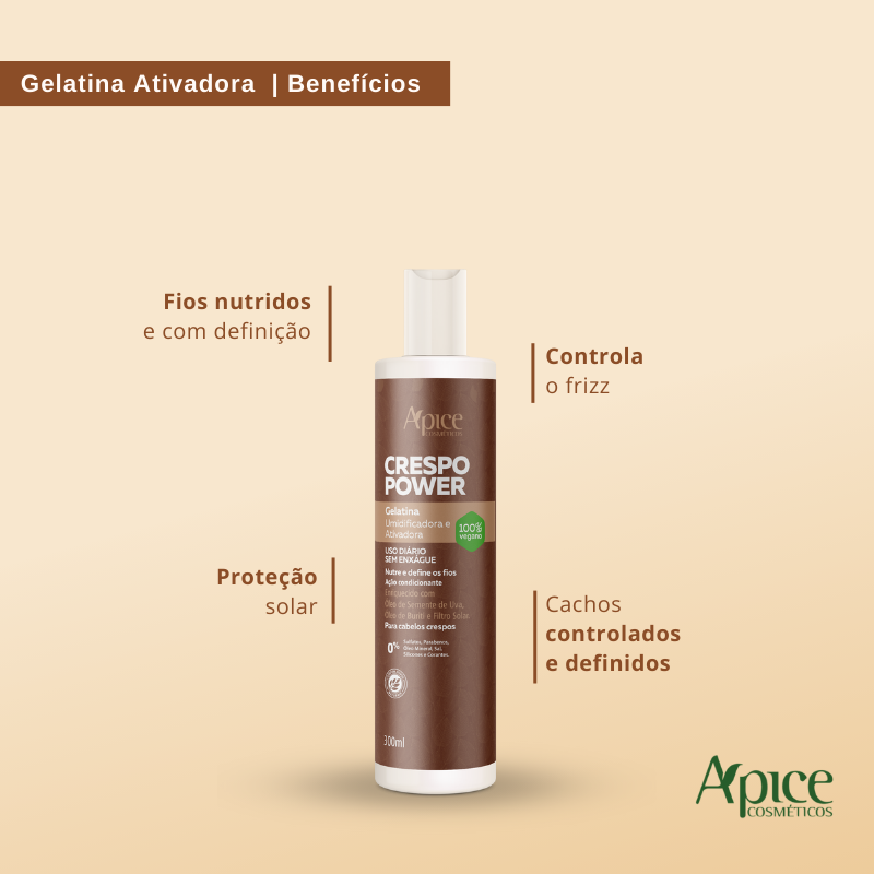 Gelatina Ativadora e Umidificadora Crespo Power 300ml - Ação Condicionante