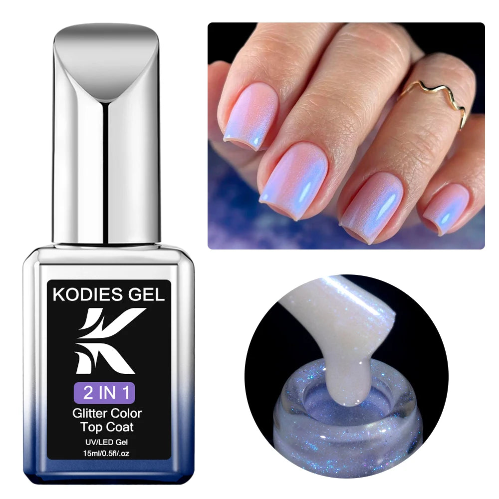 KODIES GEL - Aurora Blue Top Coat Gel UV de Unhas