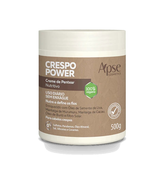 Creme de Pentear Nutritivo Crespo Power 500g - No Poo / Low Poo - Ação Condicionante