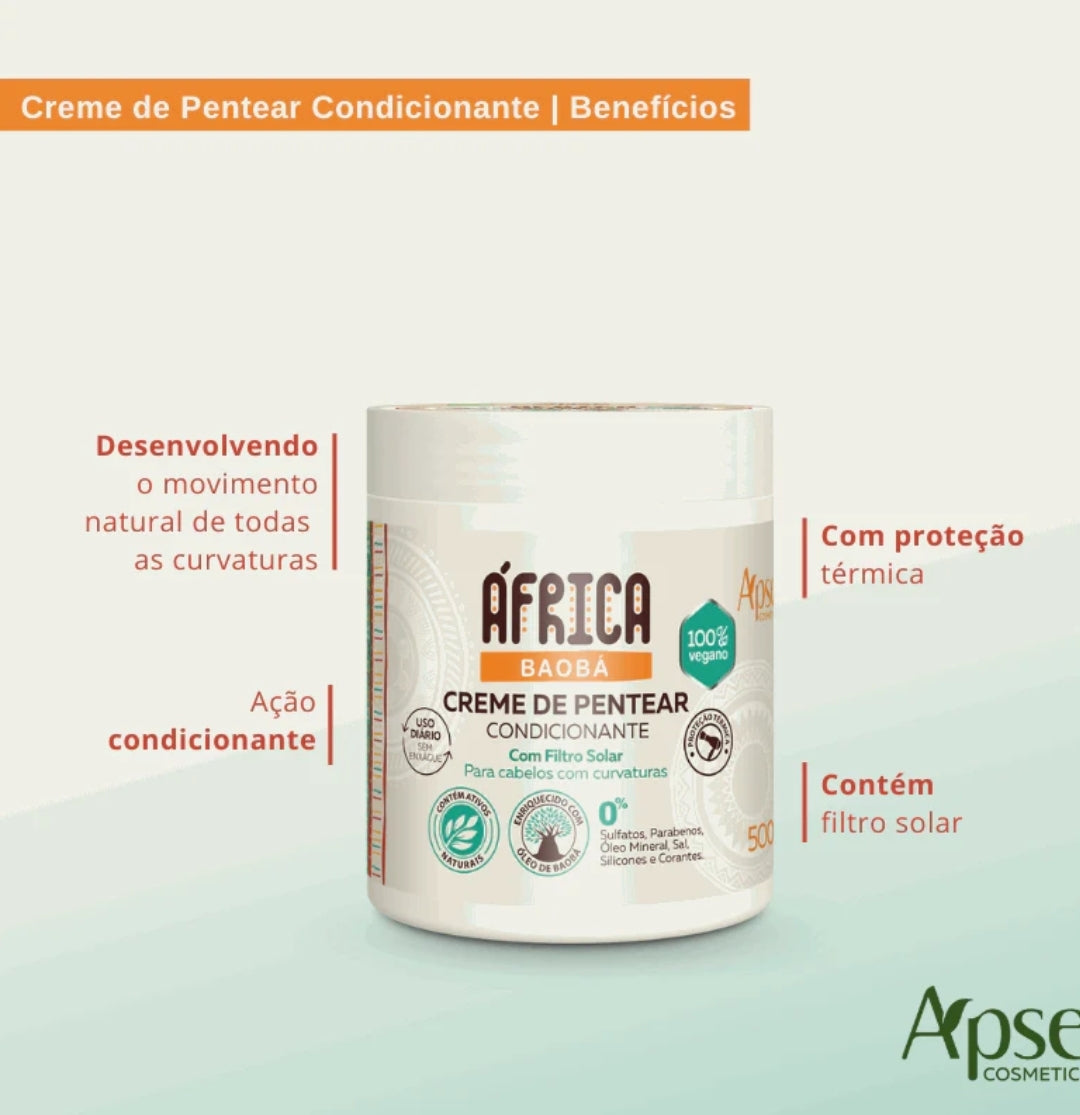 Creme de Pentear África Baobá 500g - No Poo / Low Poo - Ação Condicionante