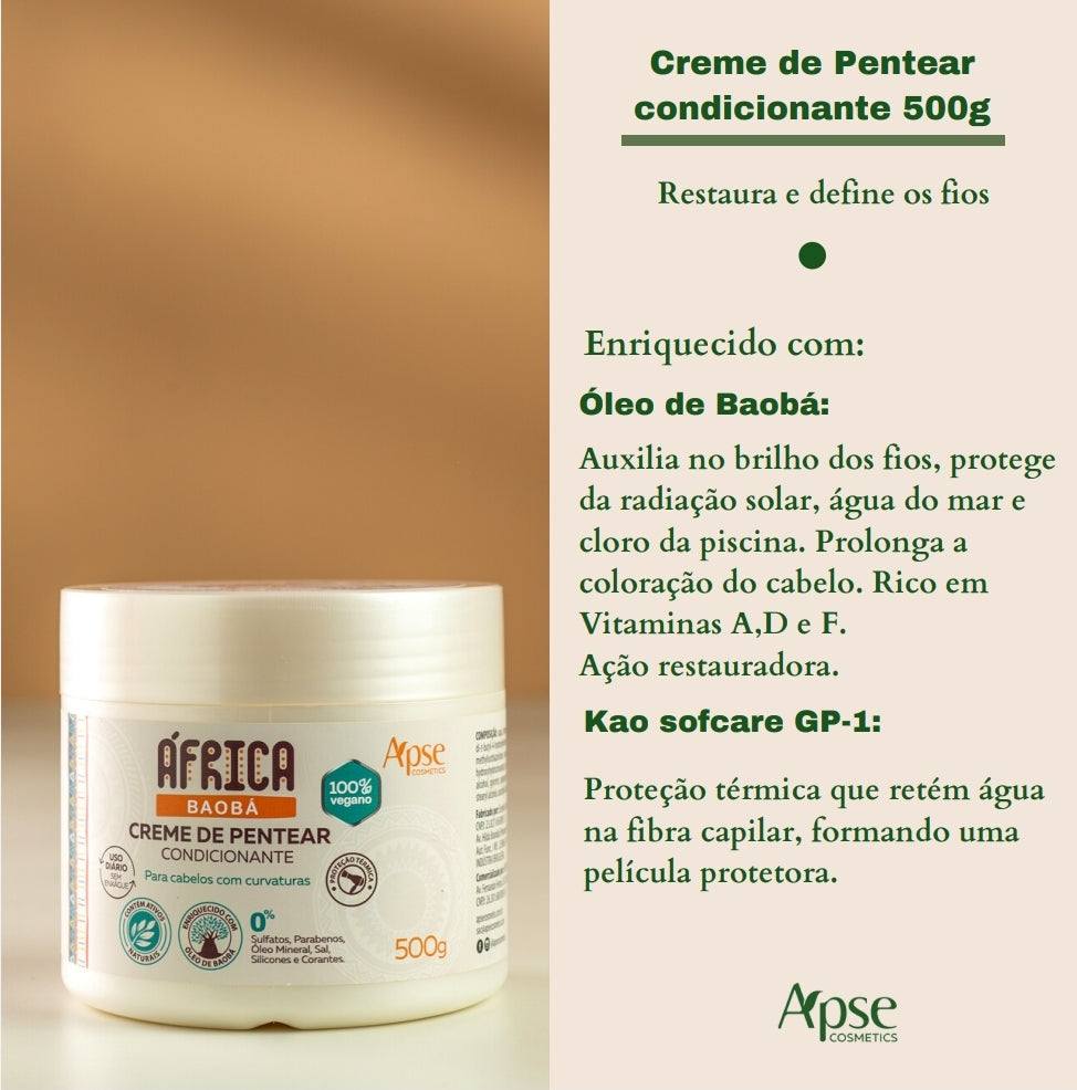 Creme de Pentear África Baobá 500g - No Poo / Low Poo - Ação Condicionante