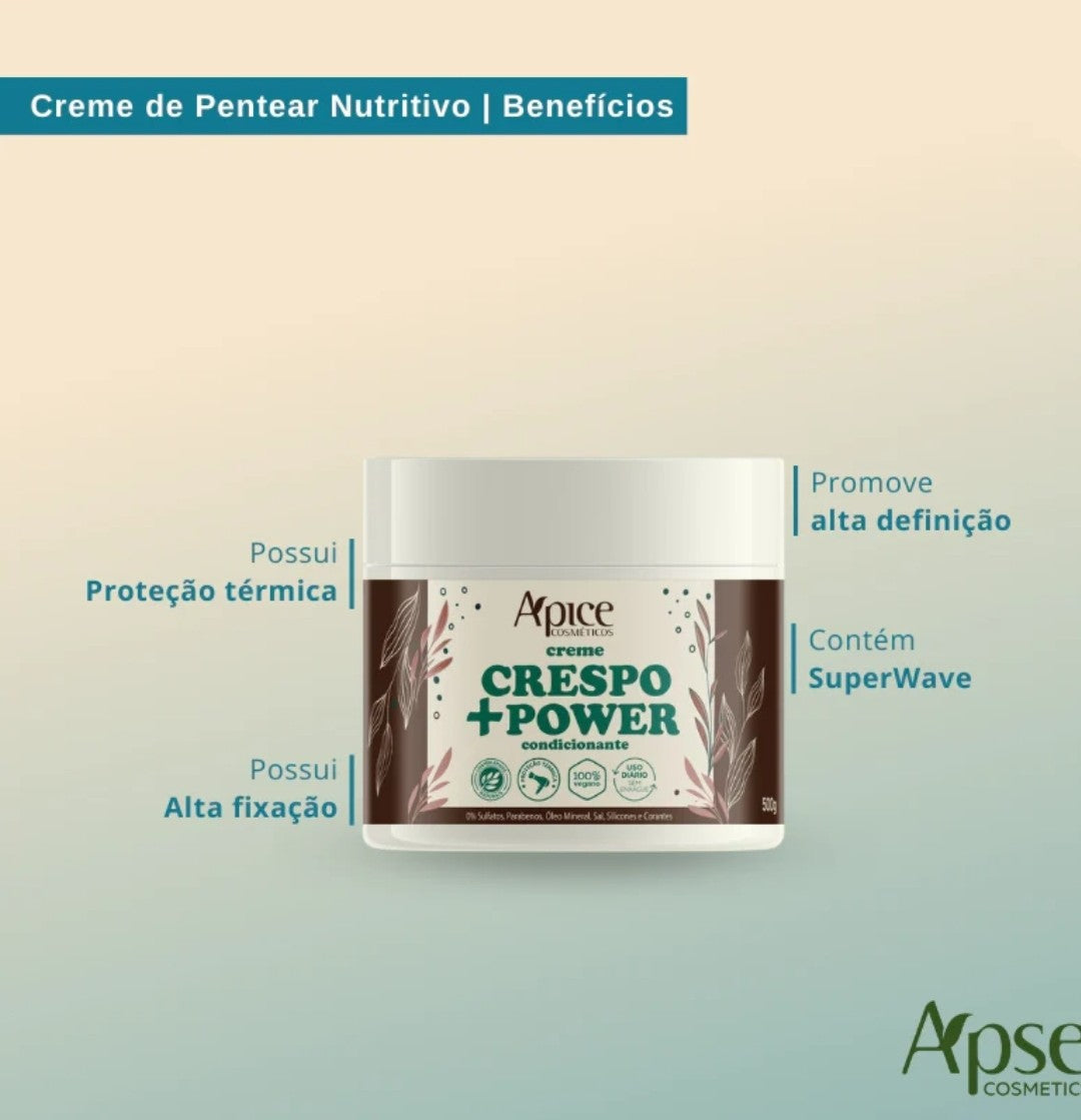 Creme de Pentear Crespo +Power 500g - No Poo / Low Poo - Ação Condicionante