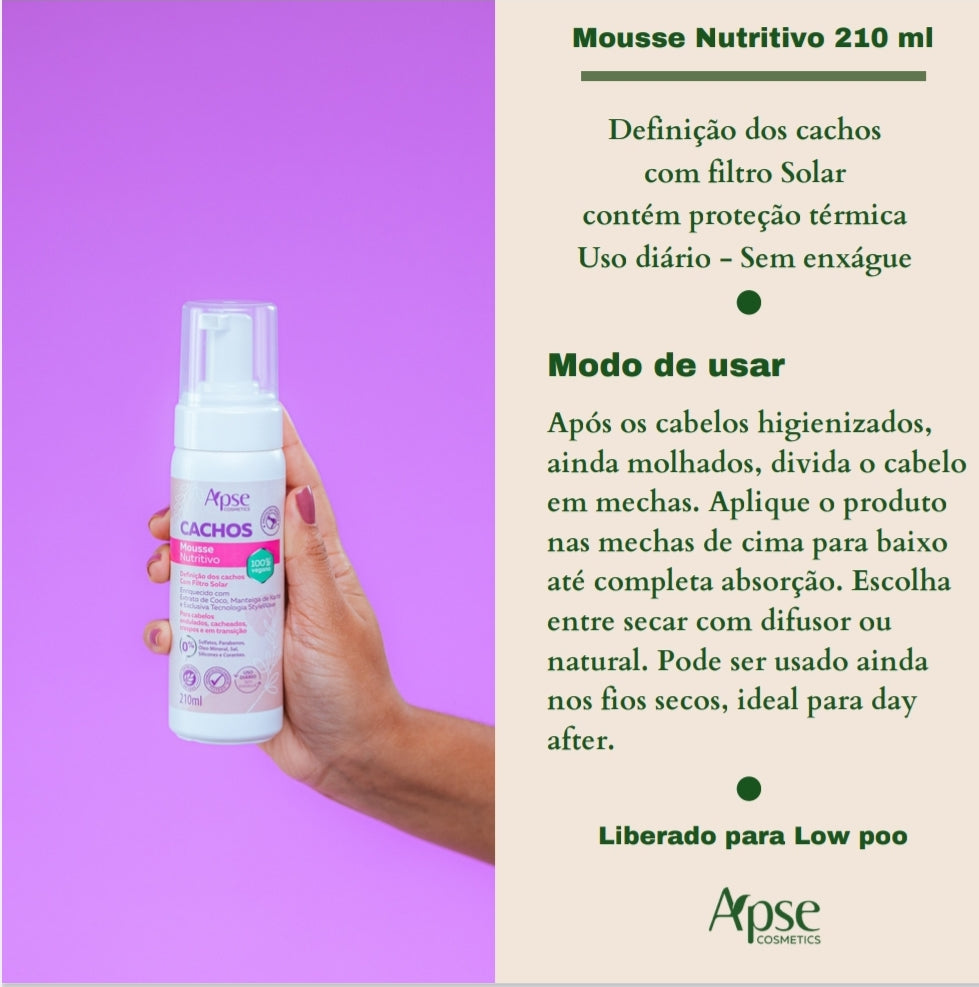 Mousse Nutritivo Cachos 210 ml - Low Poo - Ação Condicionante