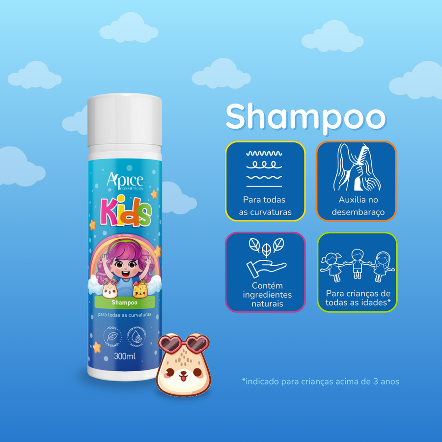 Kit KIDS - Shampoo, Condicionador, Creme de Pentear e Gelatina Ativadora e Umidificadora (4 itens)