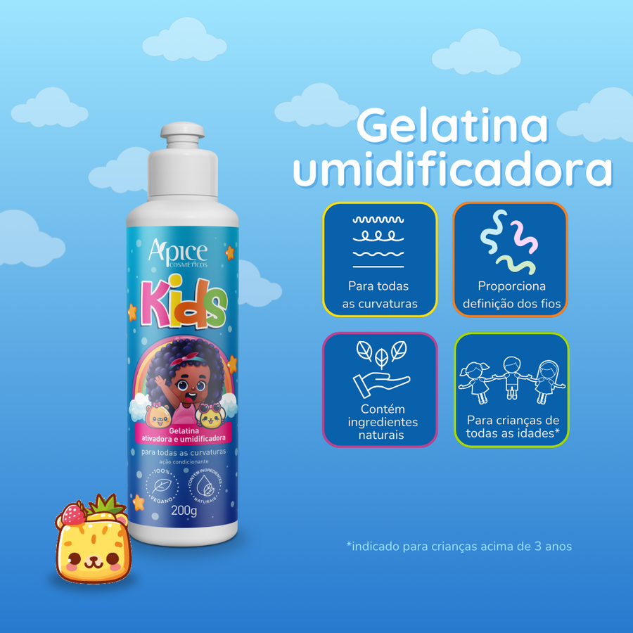 Kit KIDS - Shampoo, Condicionador, Creme de Pentear e Gelatina Ativadora e Umidificadora (4 itens)