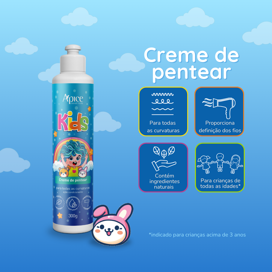 Kit KIDS - Shampoo, Condicionador, Creme de Pentear e Gelatina Ativadora e Umidificadora (4 itens)